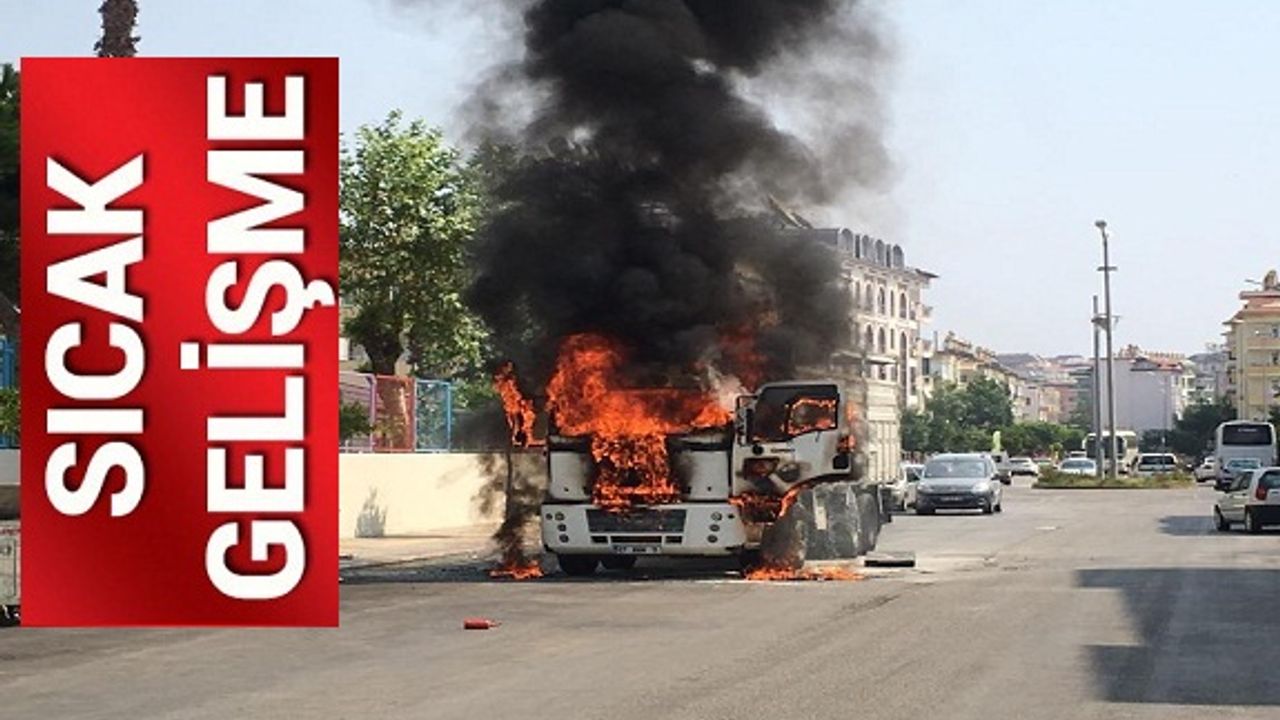 Oba'da korkutan kamyon yangını