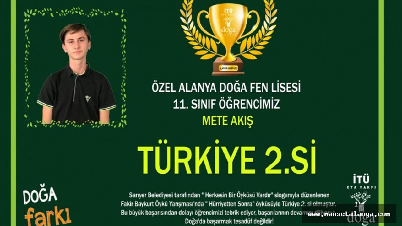 ALANYALI ÖĞRENCİDEN EDEBİYAT DALINDA BÜYÜK BAŞARI