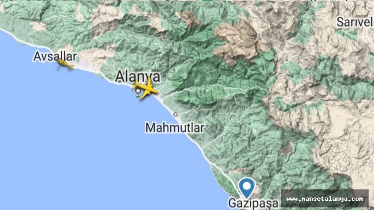 DANİRMARKA UÇAĞI YANGINDAN DOLAYI ALANYA-GAZİPAŞA HAVALİMANINA İNEMEDİ