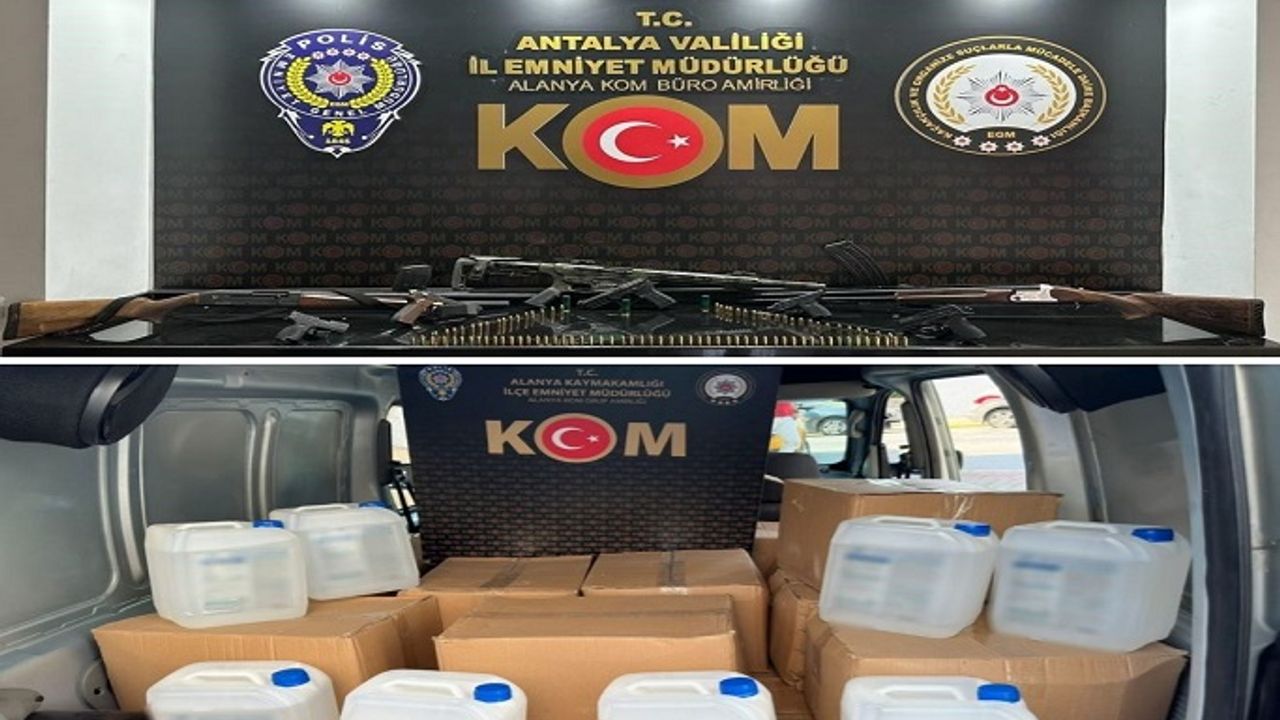 ALANYA DA KAÇAK SİLAH VE ALKOL OPERASYONU: 4 GÖZALTI VE 4 SERBEST!