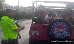 ALANYA'DA SRC BELGESİ OLMAYAN SAFARİ ARAÇA CEZA
