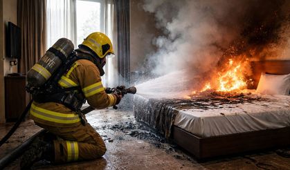 Alanya’da kapalı otelde yangın korkuttu