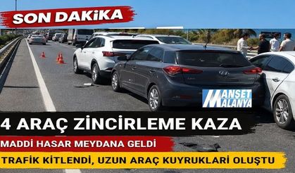 Alanya’da Zincirleme Kaza, Trafik Kilitlendi