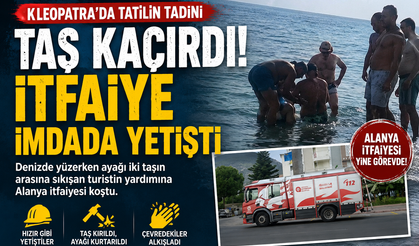 Alanya da     Turistin Ayağı Taşa Takıldı, İtfaiye Denize Girdi