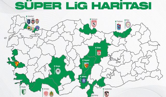 2024/25 sezonu Süper lig haritası