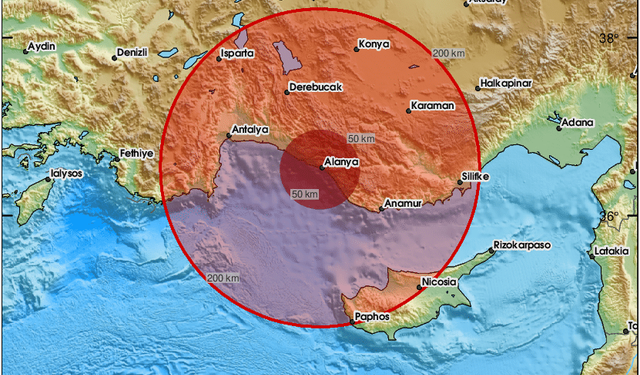 Alanya’da 5.0 Büyüklüğünde Deprem