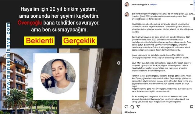 Alanya’da Daire Alamayan Kadının Feryadı Sosyal Medyada Yankılandı: Firma Sessizliğini Bozdu