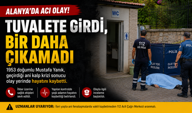 Alanya’da Ani Ölüm: Tuvalette Kalp Krizi Geçirdi