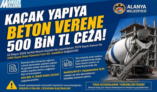 Alanya Belediyesi Uyardı: Ruhsatsız İnşaata Beton Dökenlere Ağır Yaptırım