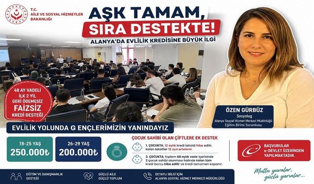 Bakanlıktan Gençlere Büyük Destek: Aşk Tamam, Sıra Destekte! Alanya’da Evlilik Kredisine Büyük İlgi