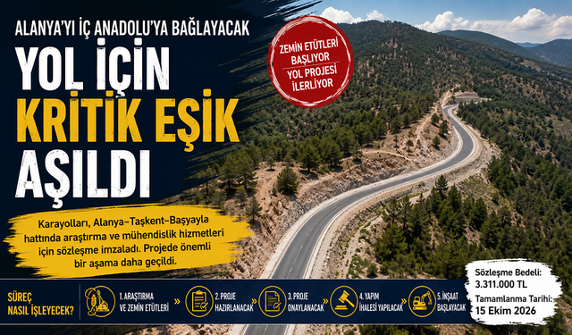 Alanya'yı İç Anadolu'ya Bağlayacak Yol İçin Kritik Eşik Aşıldı