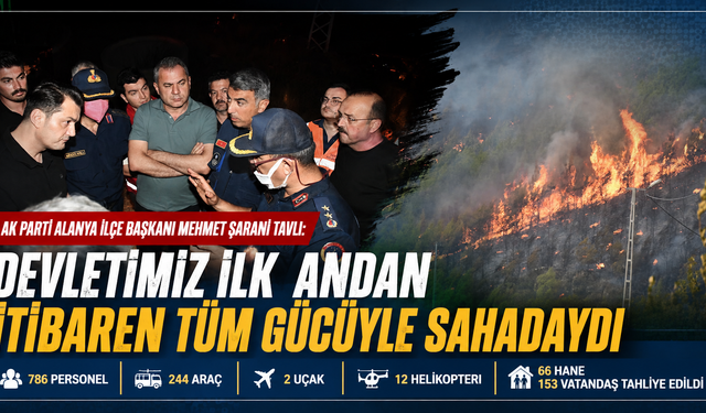 AK Parti Alanya İlçe Başkanı Mehmet Şarani Tavlı: “Devletimiz İlk Andan İtibaren Tüm Gücüyle Sahadaydı”