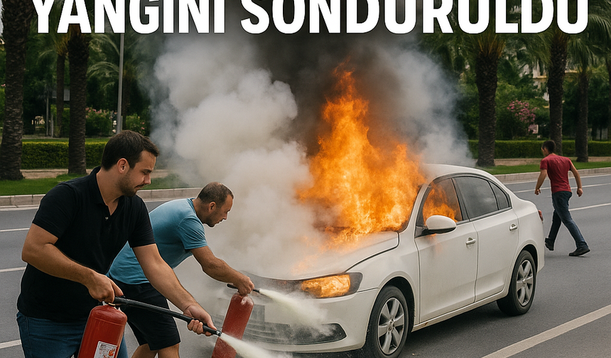 Mahmutlar’da Seyir Halindeki Araç Alev Aldı: Vatandaşlar Yangın Tüpüyle Müdahale Etti
