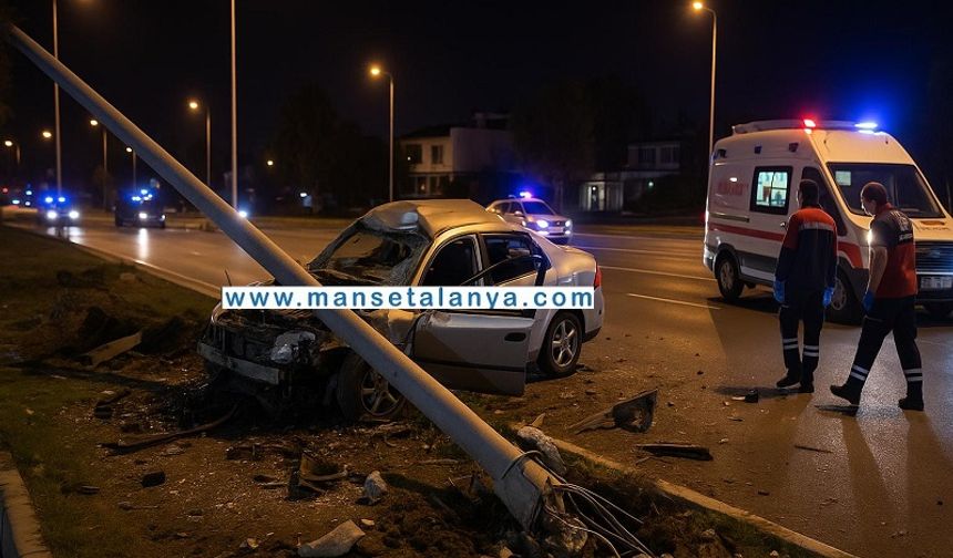 Alanya’da Gece Yarısı Dehşeti: Araç Direği Biçti!