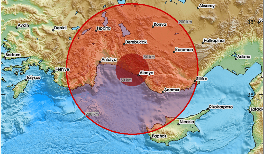 Alanya Açıklarında 4.0 Büyüklüğünde Deprem!