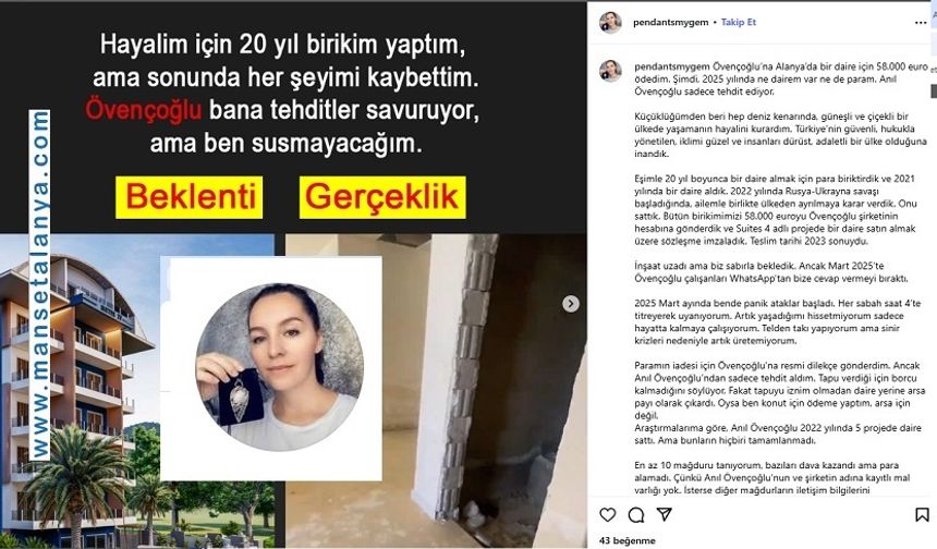 Alanya’da Daire Alamayan Kadının Feryadı Sosyal Medyada Yankılandı: Firma Sessizliğini Bozdu