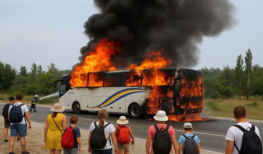 Alanya Tatili Kabusa Dönüyordu: Polonyalı Turistleri Taşıyan Otobüs Alev Alev Yandı