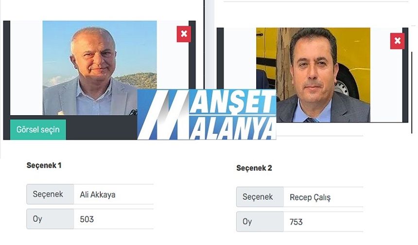 Alanya Şoförler odasında mevcut başkan Akkaya'ya anket şoku. Rakibi Çalış fark attı