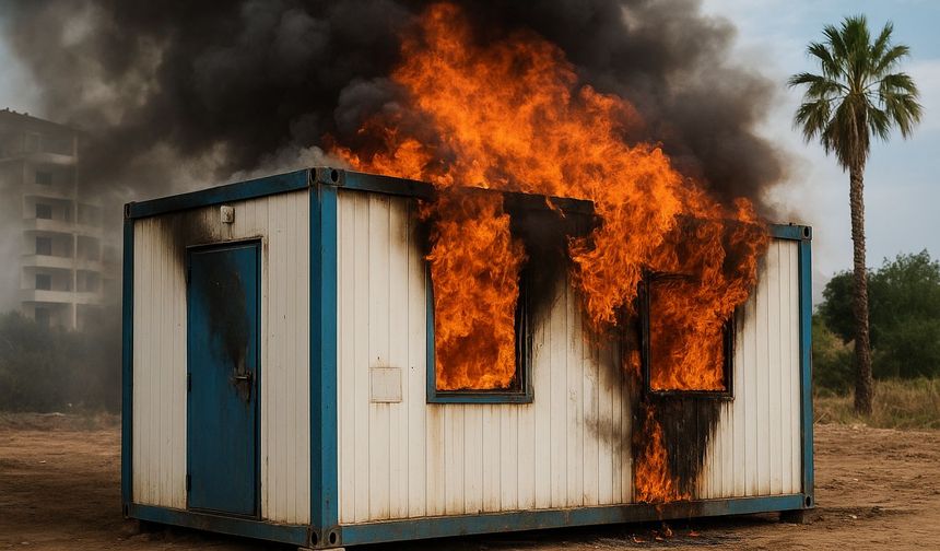 Alanya’da işçilerin kaldığı konteynırda yangın paniği