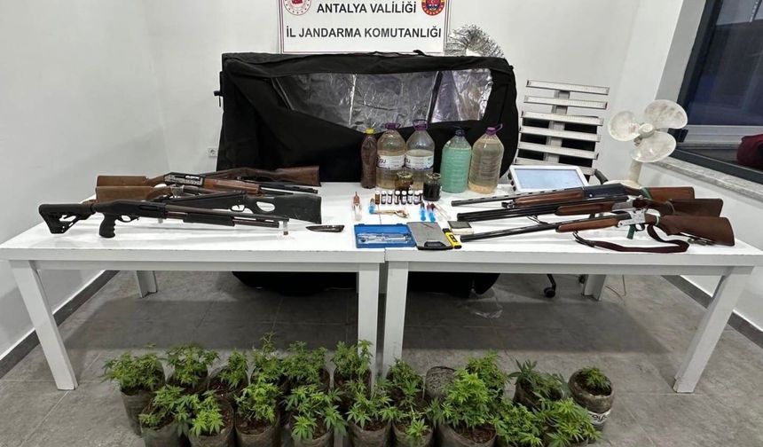 Jandarmadan Alanya’da Dev Operasyon: Evden Cephanelik ve Uyuşturucu Çıktı