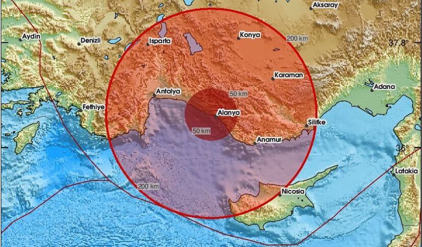 Son Dakika: Alanya Açıklarında 3.7 Büyüklüğünde Deprem