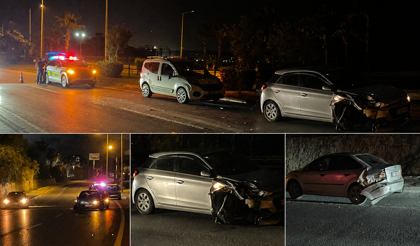 İncekum’da Geceyi Sarsan Kaza! 3 Araç Birbirine Girdi