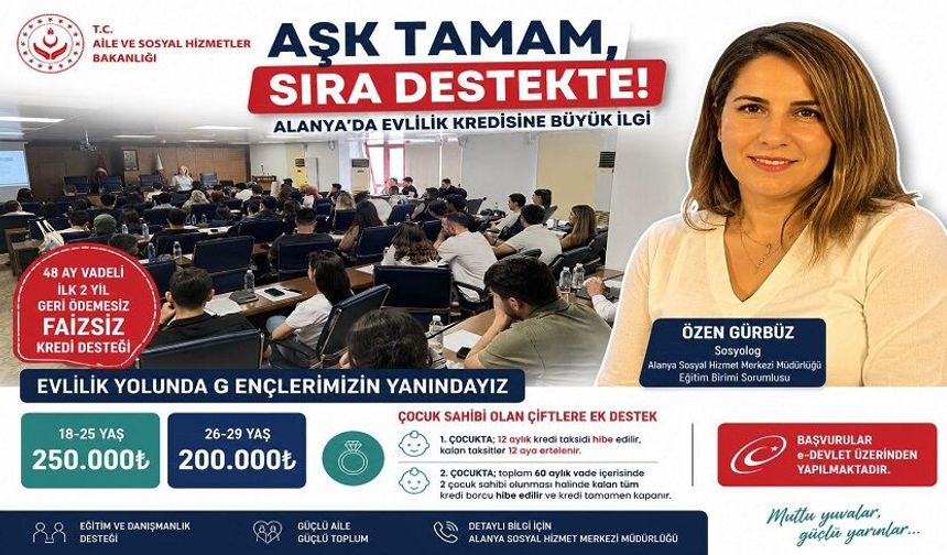 Bakanlıktan Gençlere Büyük Destek: Aşk Tamam, Sıra Destekte! Alanya’da Evlilik Kredisine Büyük İlgi