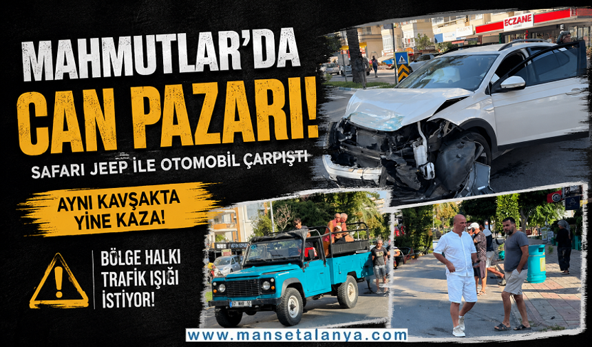Alanya da Korkutan Kaza! Turistleri Taşıyan Safari Jeep Otomobille Çarpıştı
