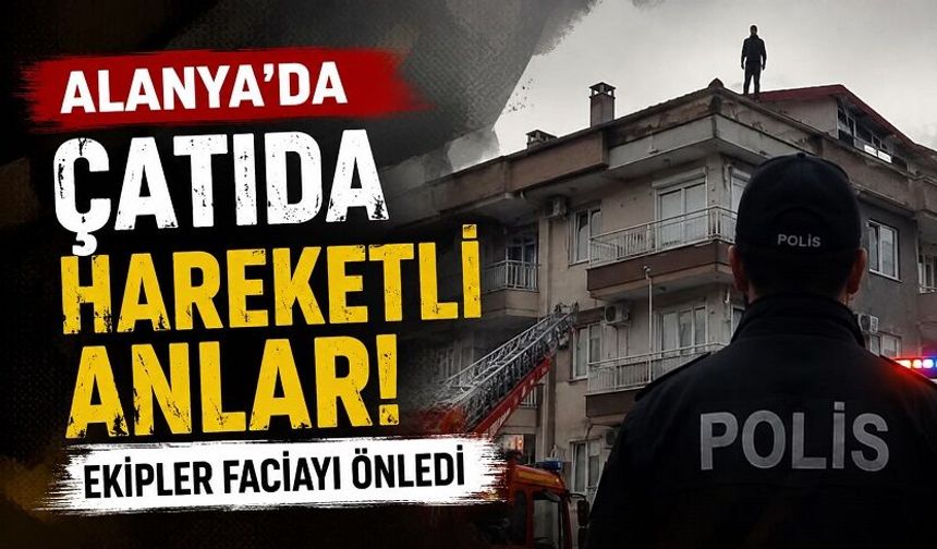 Alanya’da Çatıda Hareketli Anlar: Ekipler Faciayı Önledi