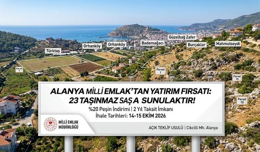 Alanya’da 23 taşınmaz satışa çıkıyor: Fiyatlar 61 bin TL’den başlıyor